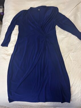 Chaps Long-Sleeve Twist-Front Dress - Royal Blue